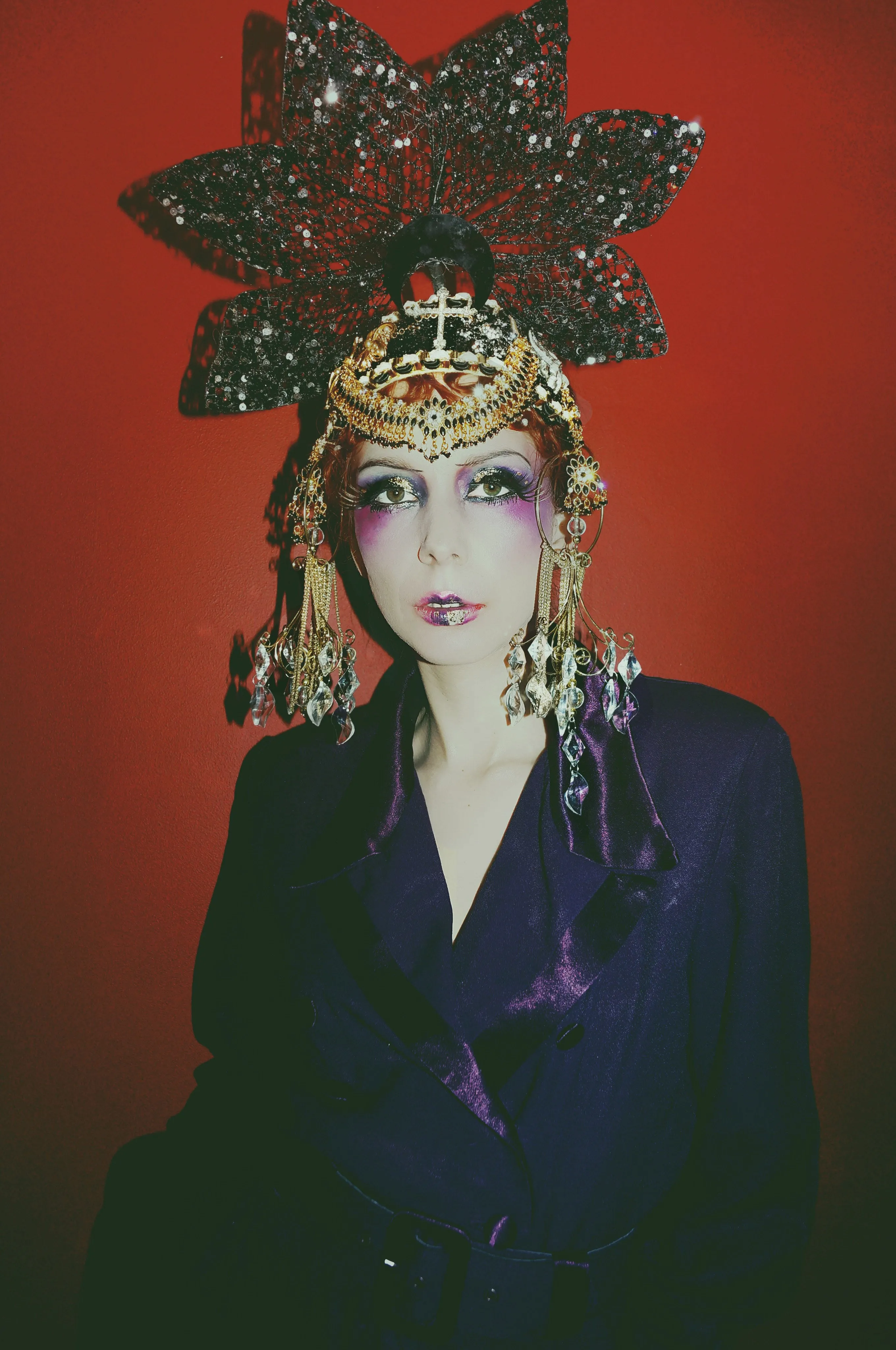 Gothic Jewel Couture Black and Gold Headpiece