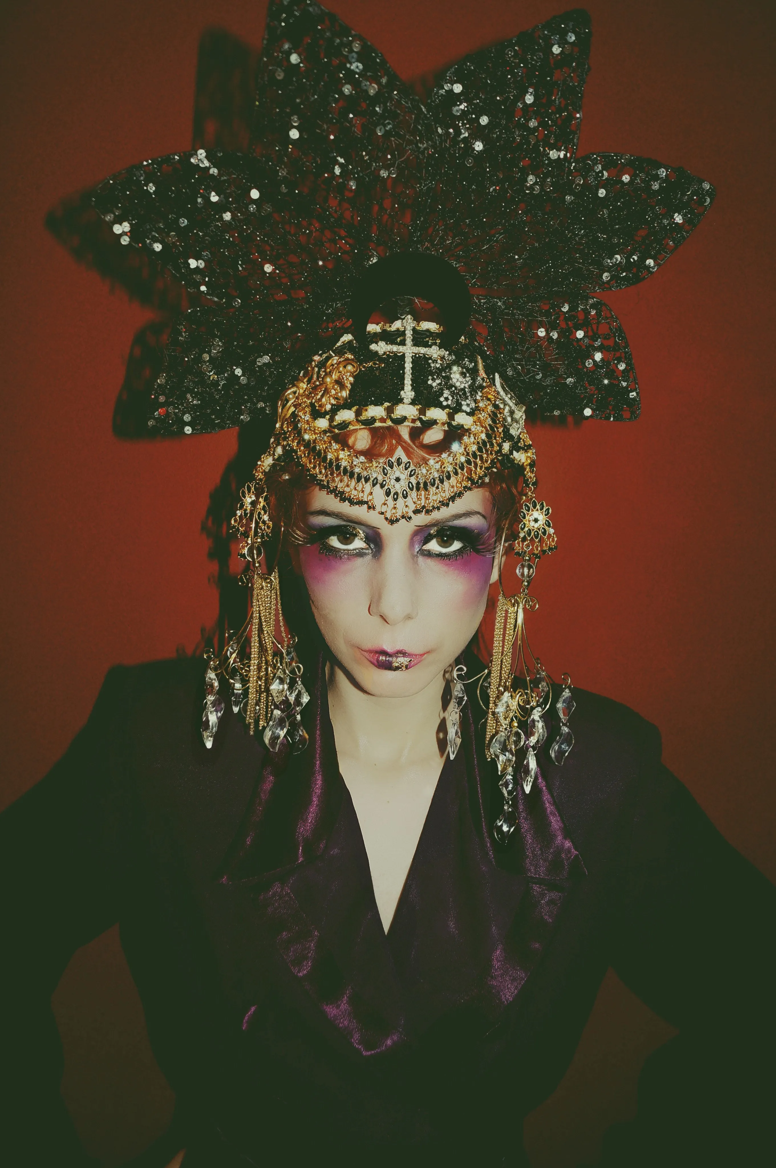 Gothic Jewel Couture Black and Gold Headpiece