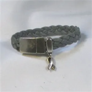 Grey Awareness  Leather Bracelet Braided