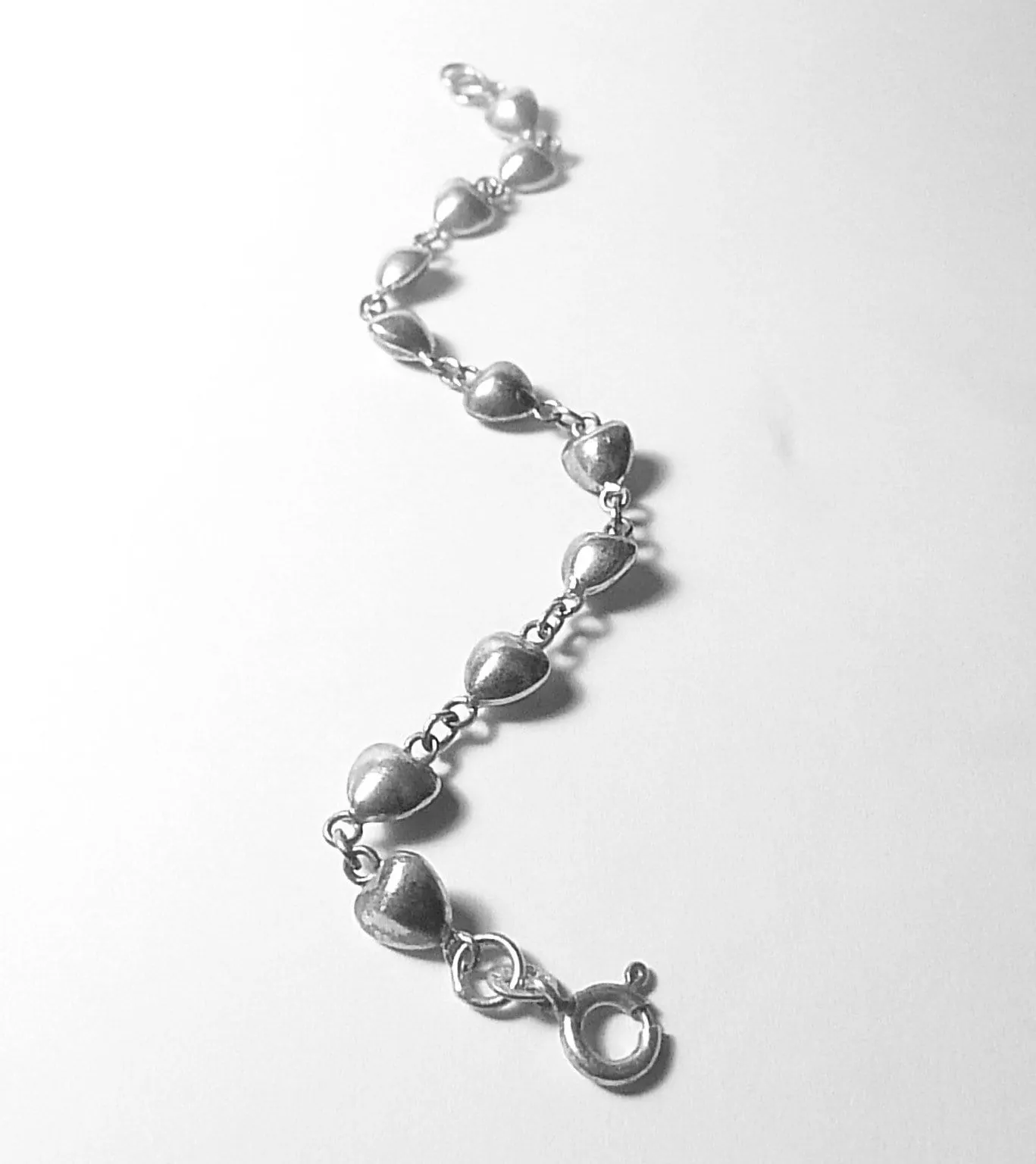 Hallmarked silver wedding bracelet 1950s hearts charm bracelet