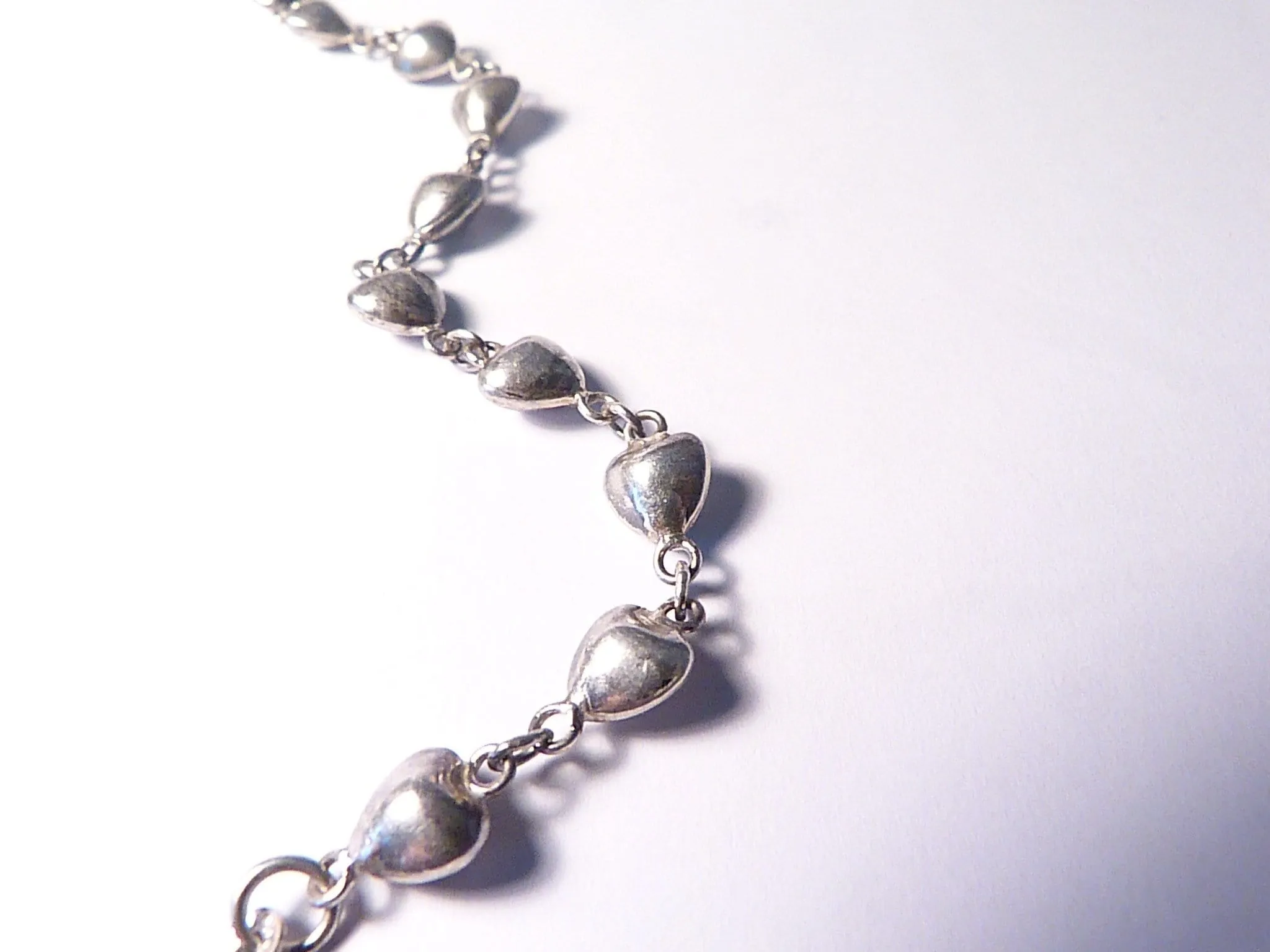 Hallmarked silver wedding bracelet 1950s hearts charm bracelet