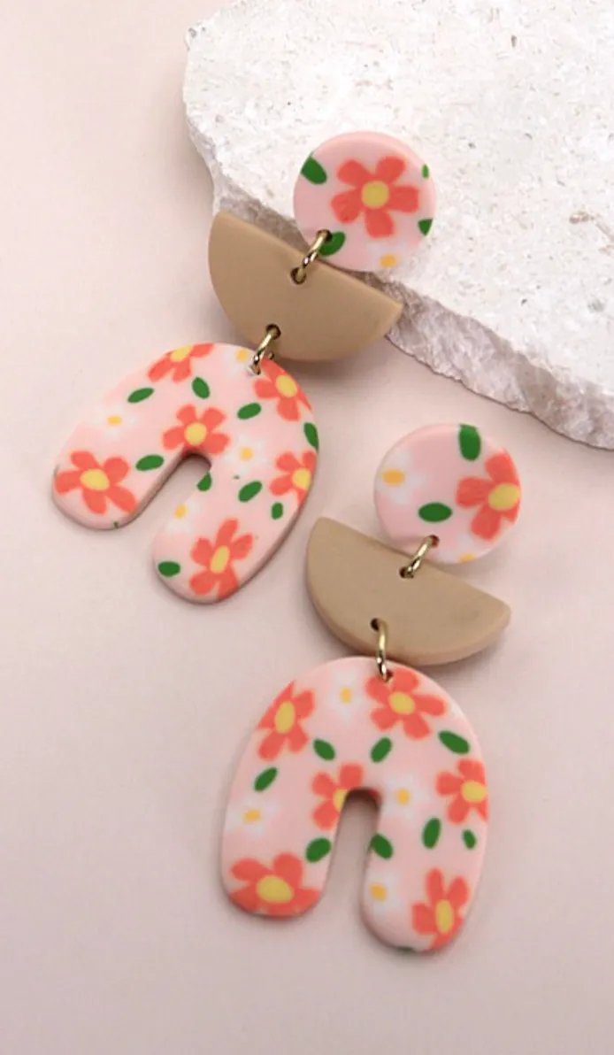 Handmade Flower Clay Drop Earrings *Final Sale*