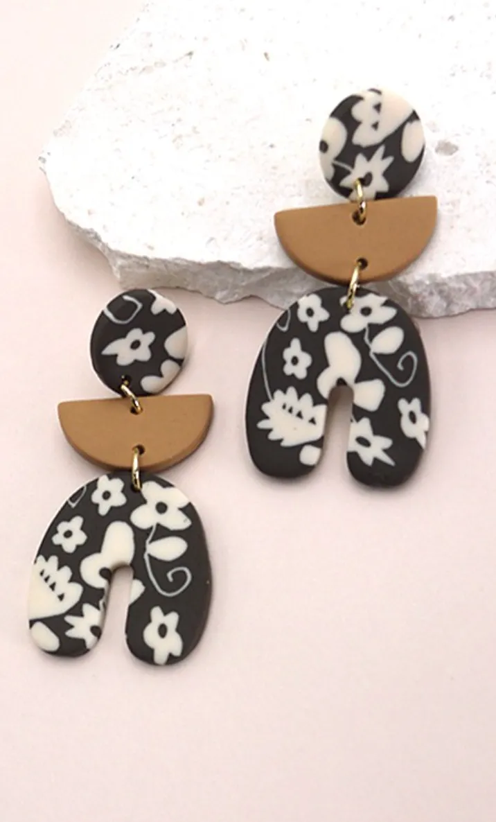 Handmade Flower Clay Drop Earrings *Final Sale*