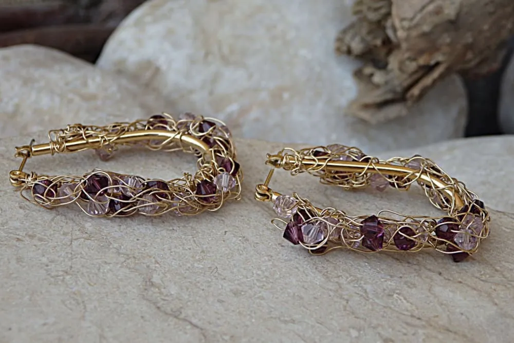 Handmade wire crochet earrings