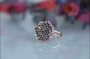 Honeycomb Black Diamond Ring