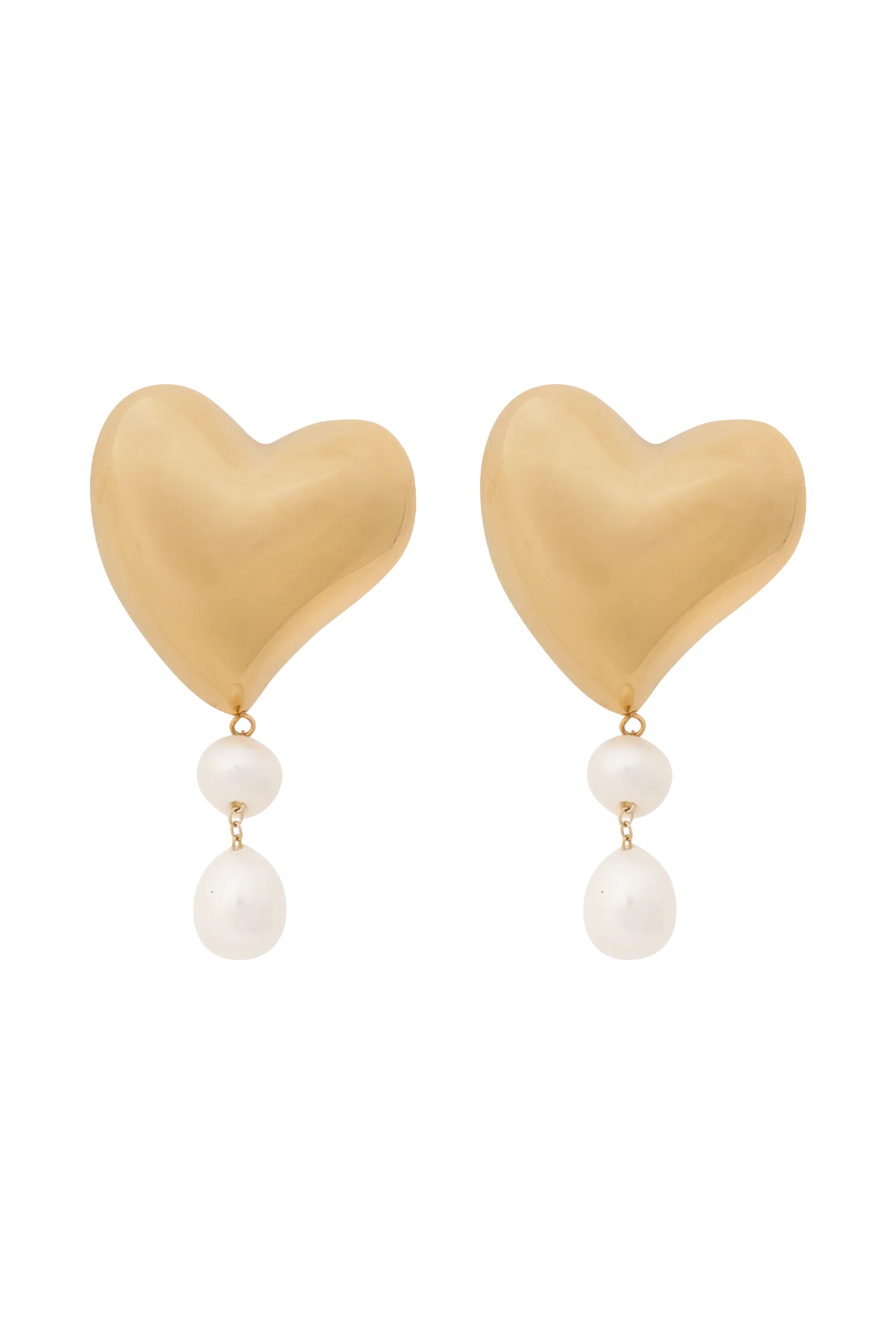 Kiara Heart Pearl Drop Earrings - Gold