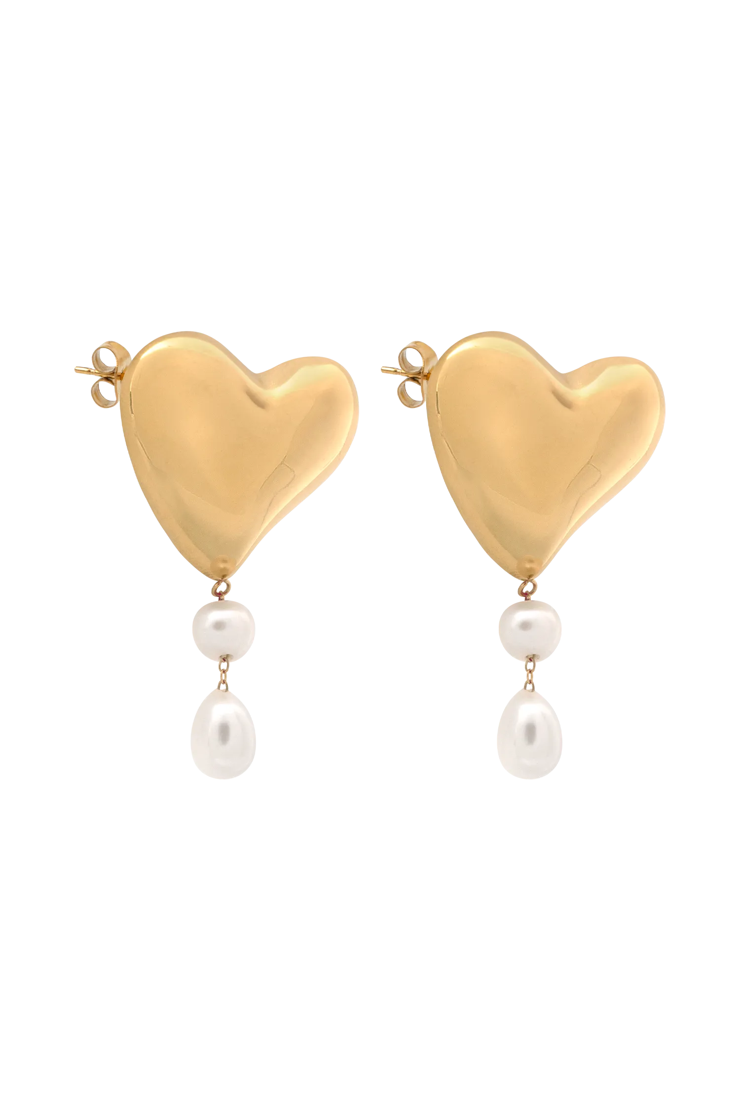 Kiara Heart Pearl Drop Earrings - Gold