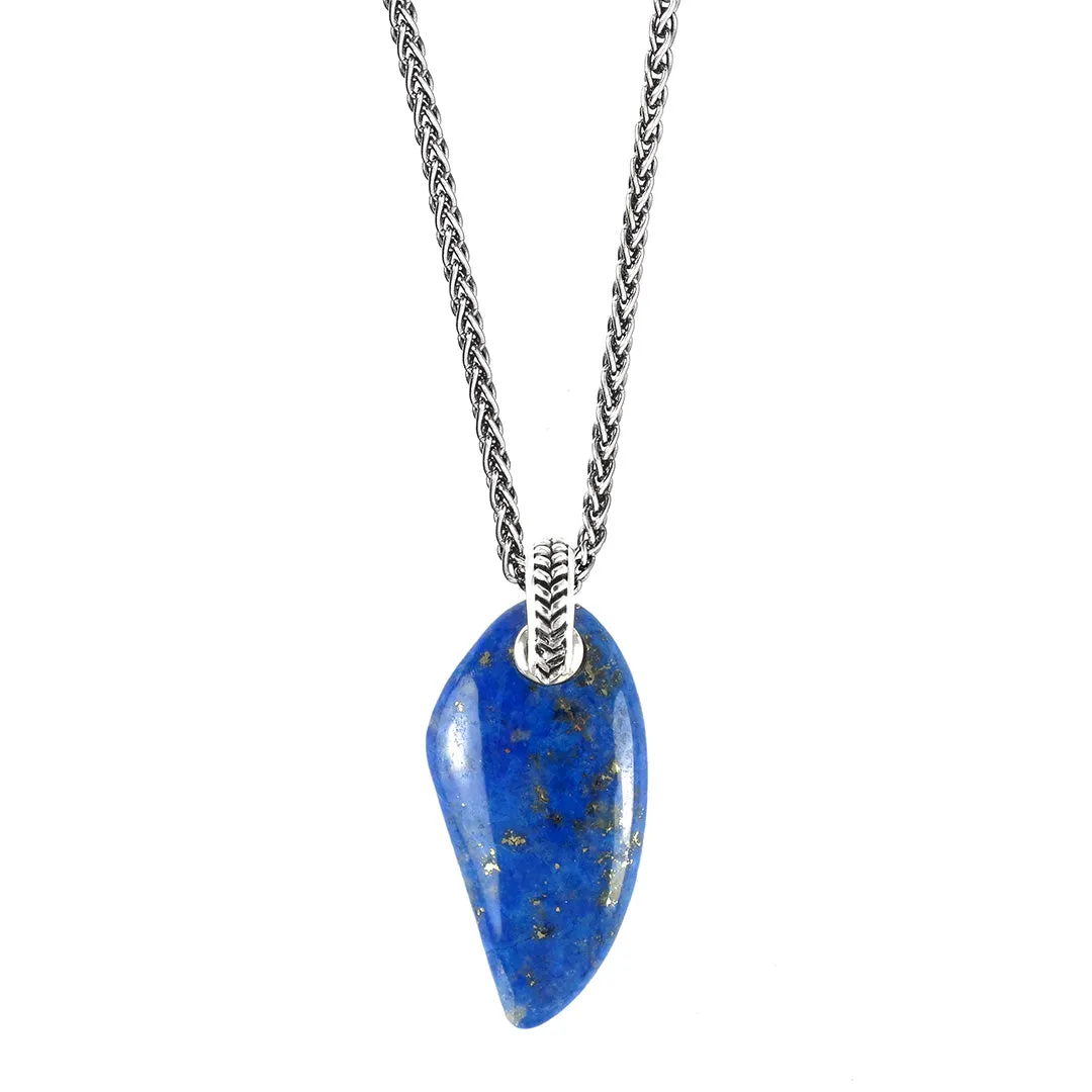 Lapis Gemstone Horn Pendant & Necklace