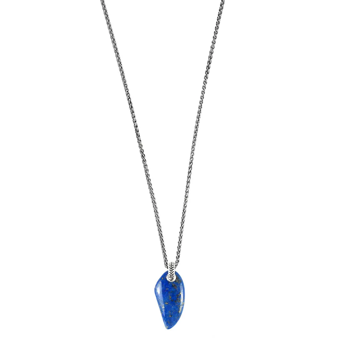 Lapis Gemstone Horn Pendant & Necklace