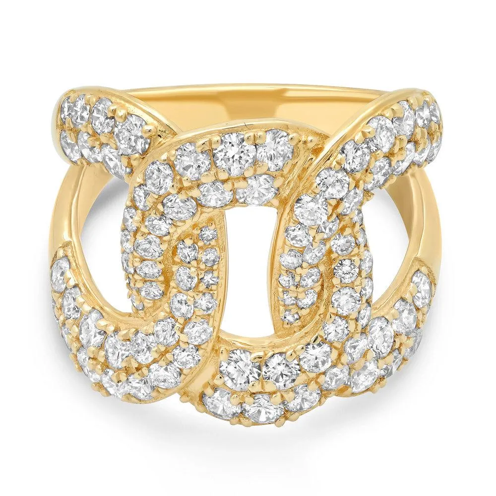 LARGE DIAMOND BOND RING, GOLD