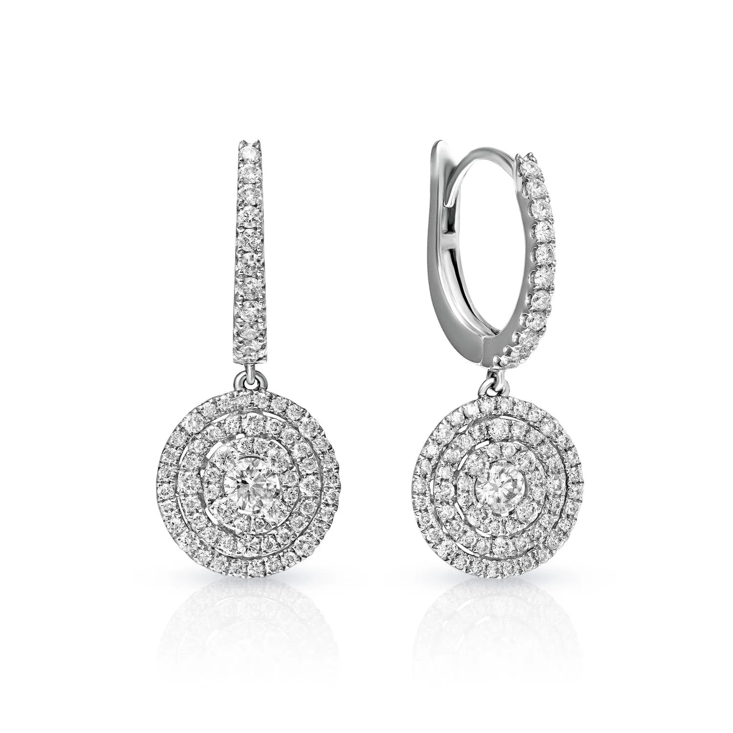 Marianna 1 Carat Round Cut Diamond Drop Earrings in 18k White Gold