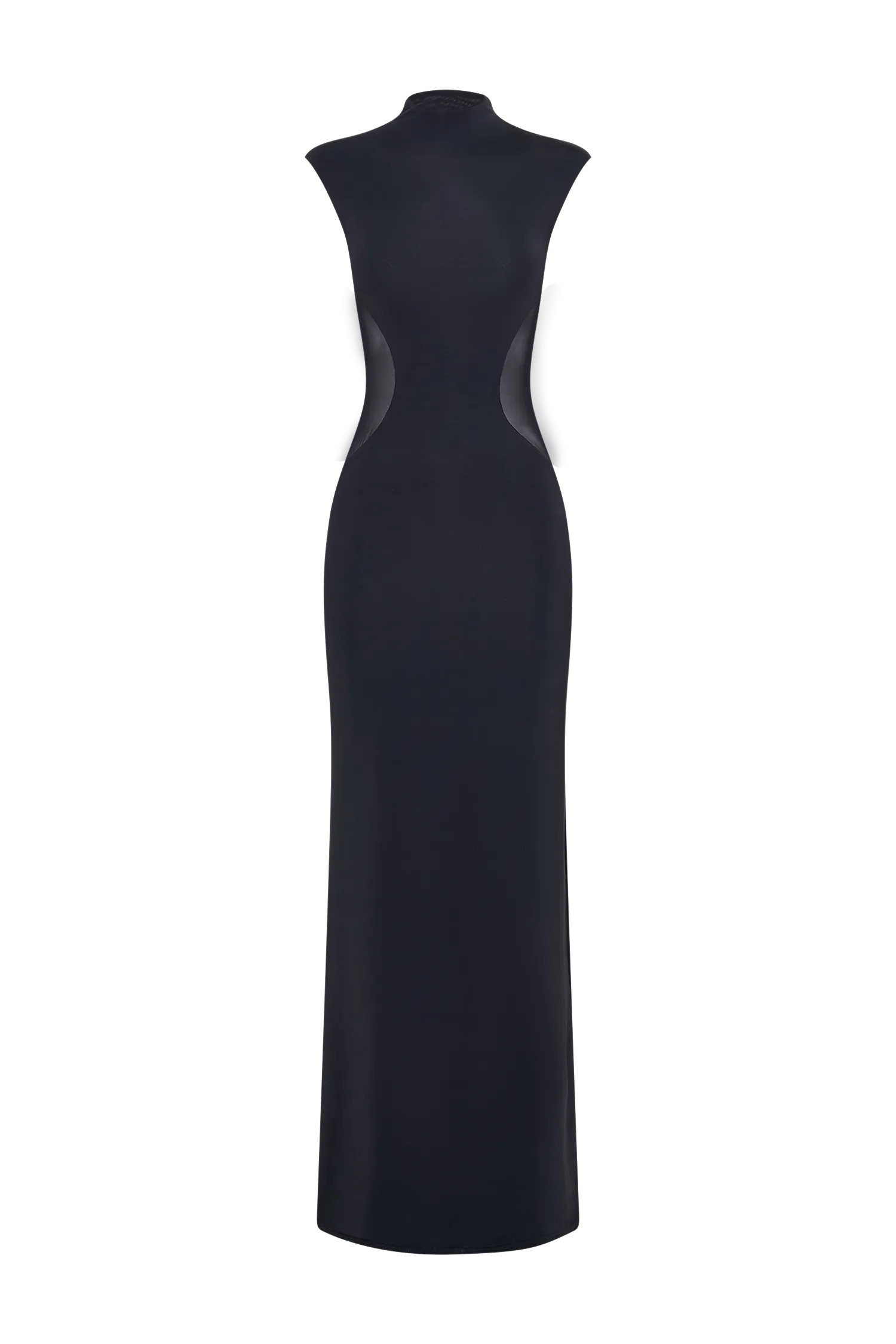 Massie Slinky And Mesh Maxi Dress - Black