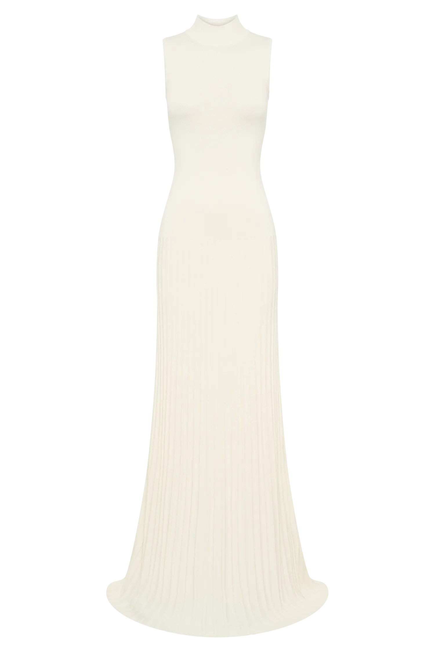 Mavis High Neck Pleated Maxi Dress - Ivory