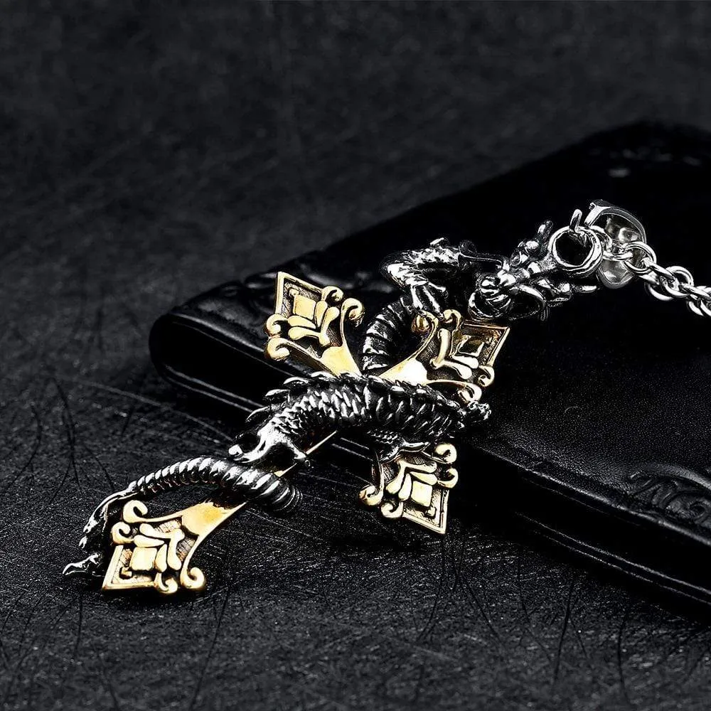 Men's Punk Dragon Cross Necklaces