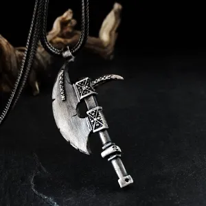 Men's Sterling Silver Hatchet Pendant Chain Necklace Axe Amulet