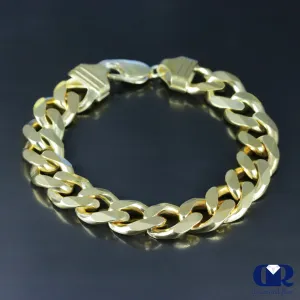 Men's Sterling Silver Over 18K Yellow Gold 12 mm Miami Cuban Chain Bracelet 8"