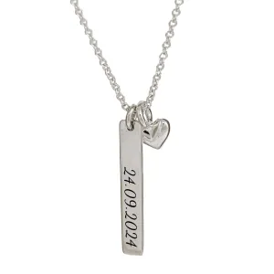 Mini Heart Message Tag Personalised Silver Necklace