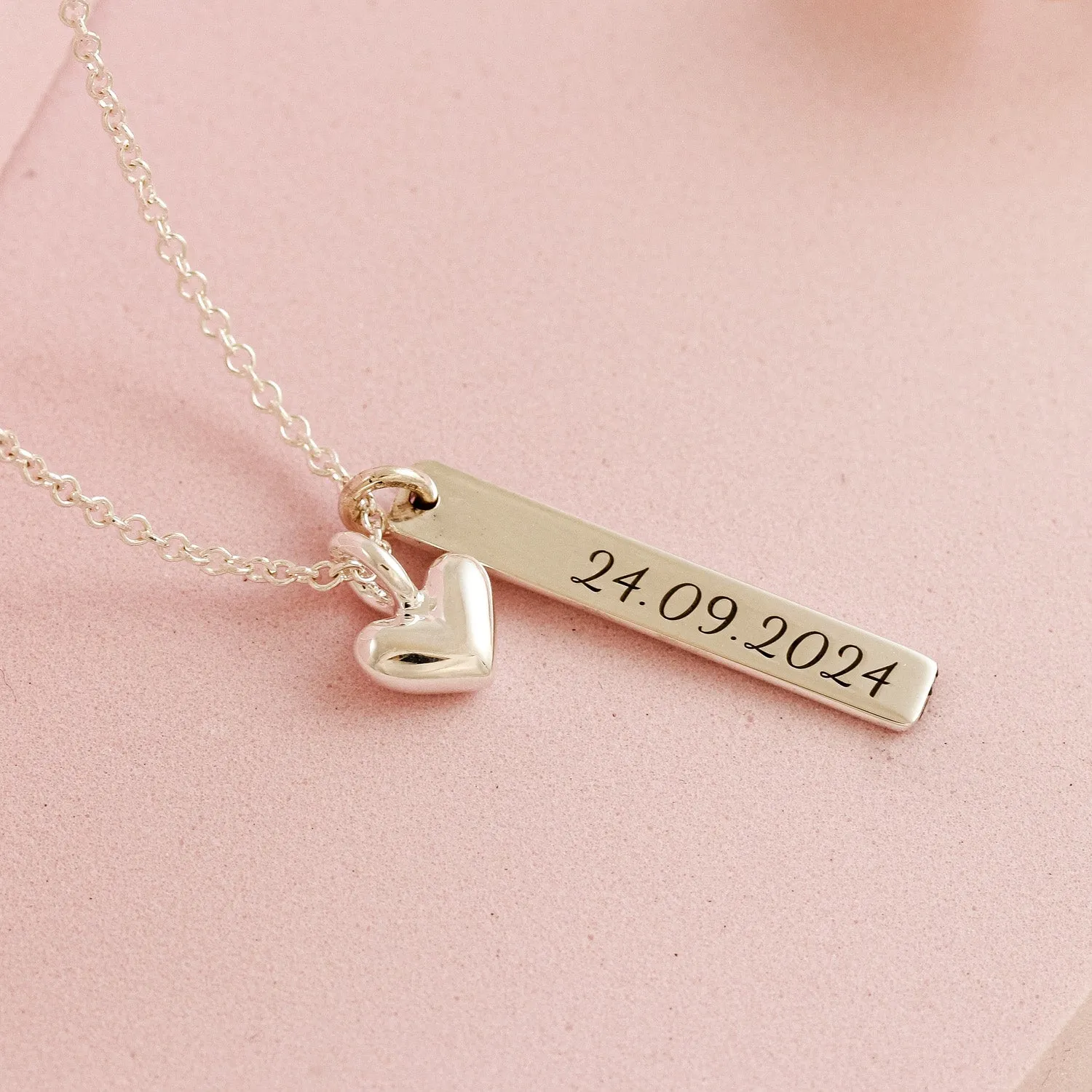 Mini Heart Message Tag Personalised Silver Necklace