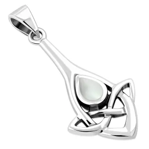 Mother of Pearl Drop Celtic Knot Silver Pendant