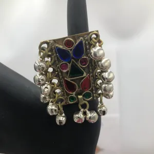 Multicolor Glass Stones Kuchi Statement Ring