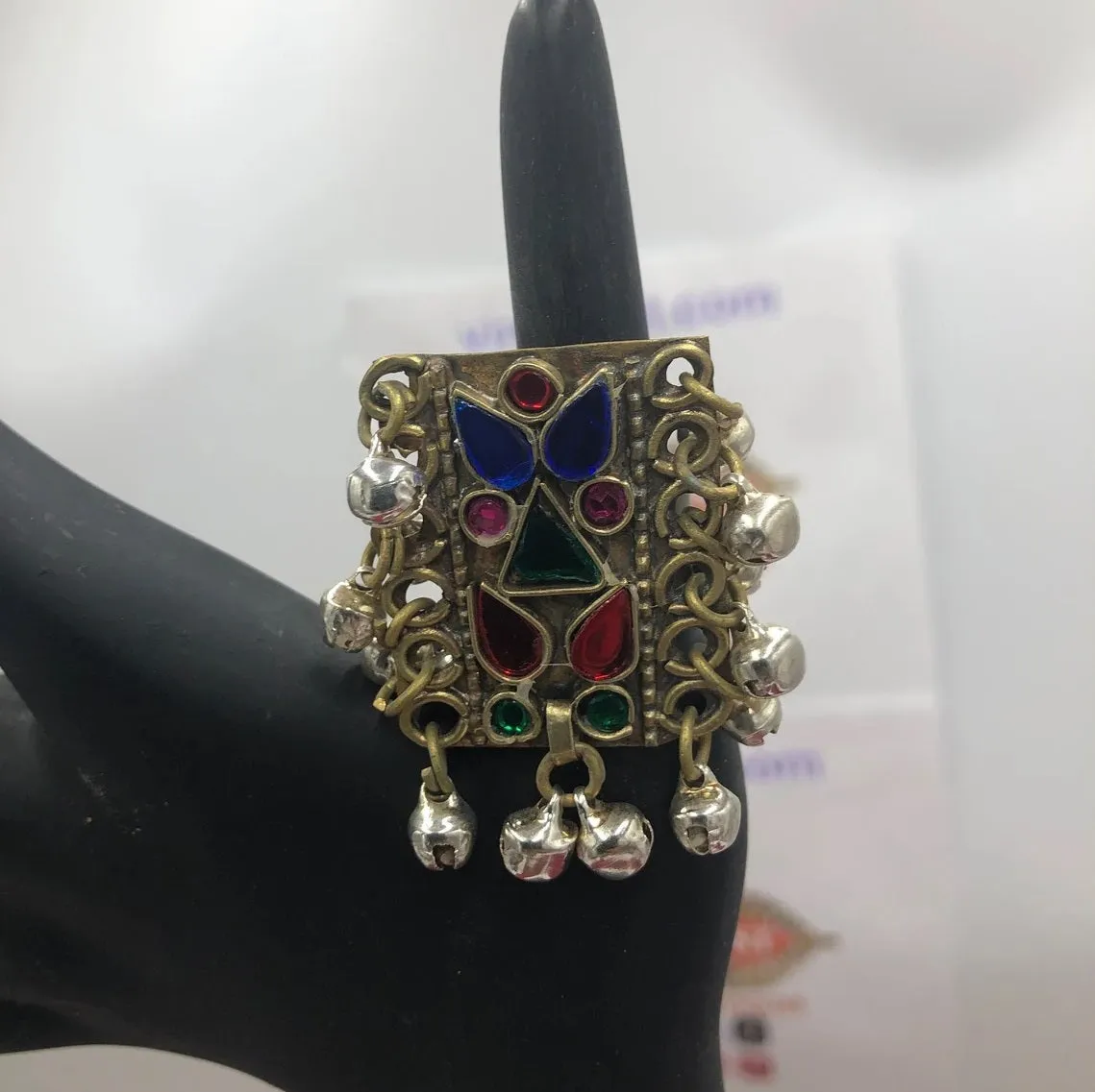 Multicolor Glass Stones Kuchi Statement Ring