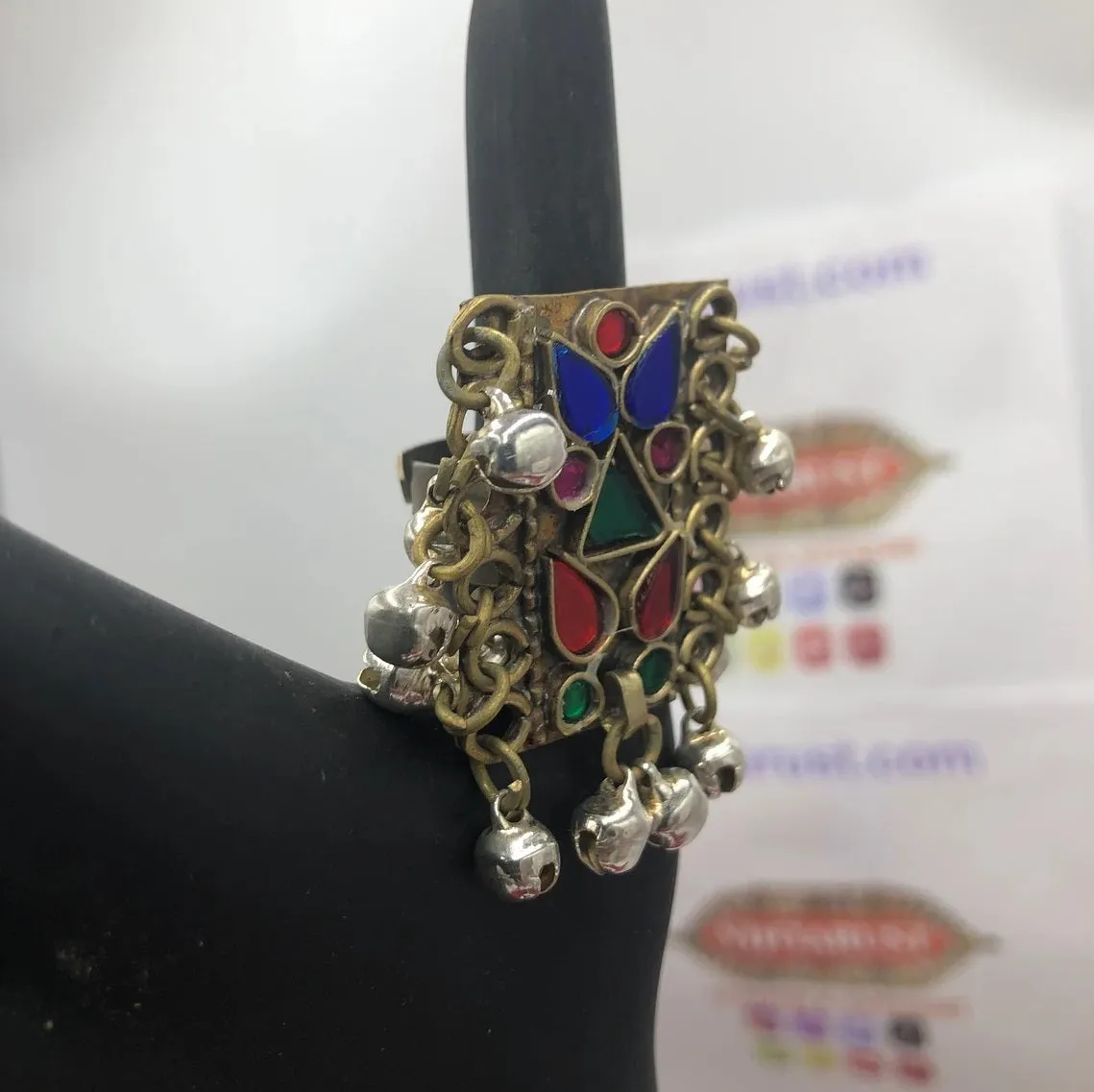 Multicolor Glass Stones Kuchi Statement Ring