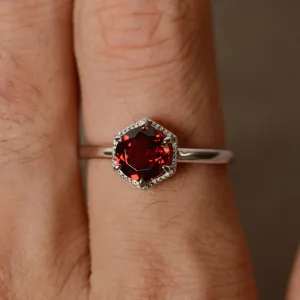 Natural Garnet 925 Solid Sterling Silver Solitaire Rings