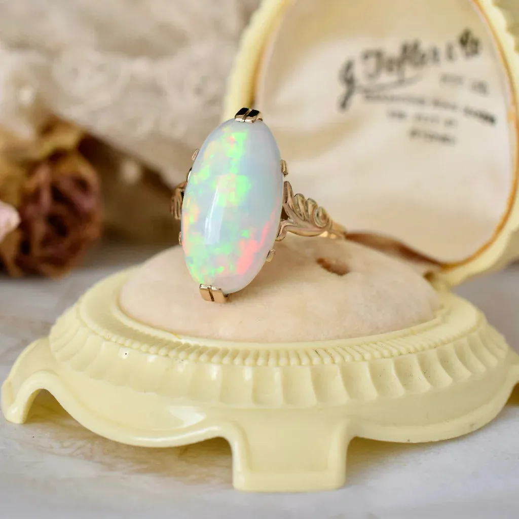 Natural Oval Cut Lab Ethiopian Opal Vintage Statement Rings For Women - 14k Gold Vermeil Rings