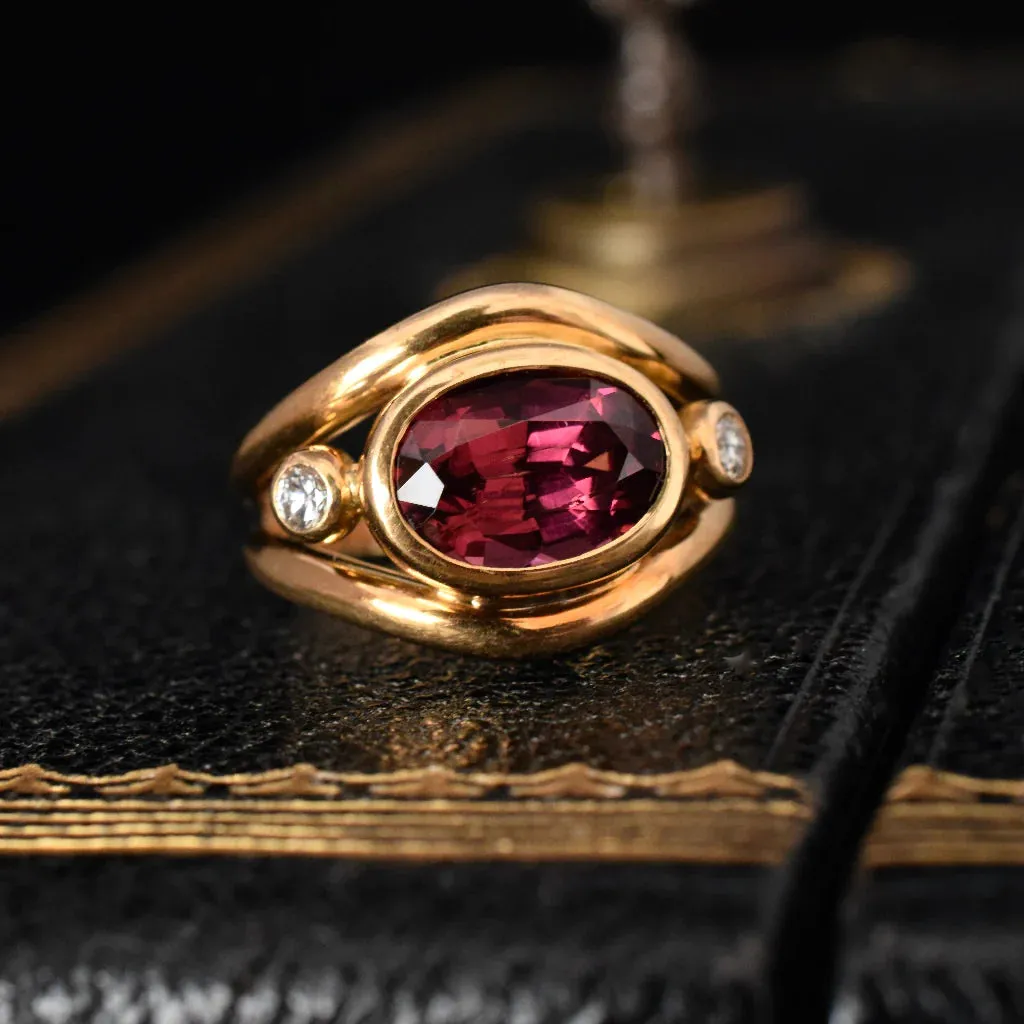 Natural Oval Cut Red Garnet Three Stone Promise Rings - 14k Gold Vermeil Rings