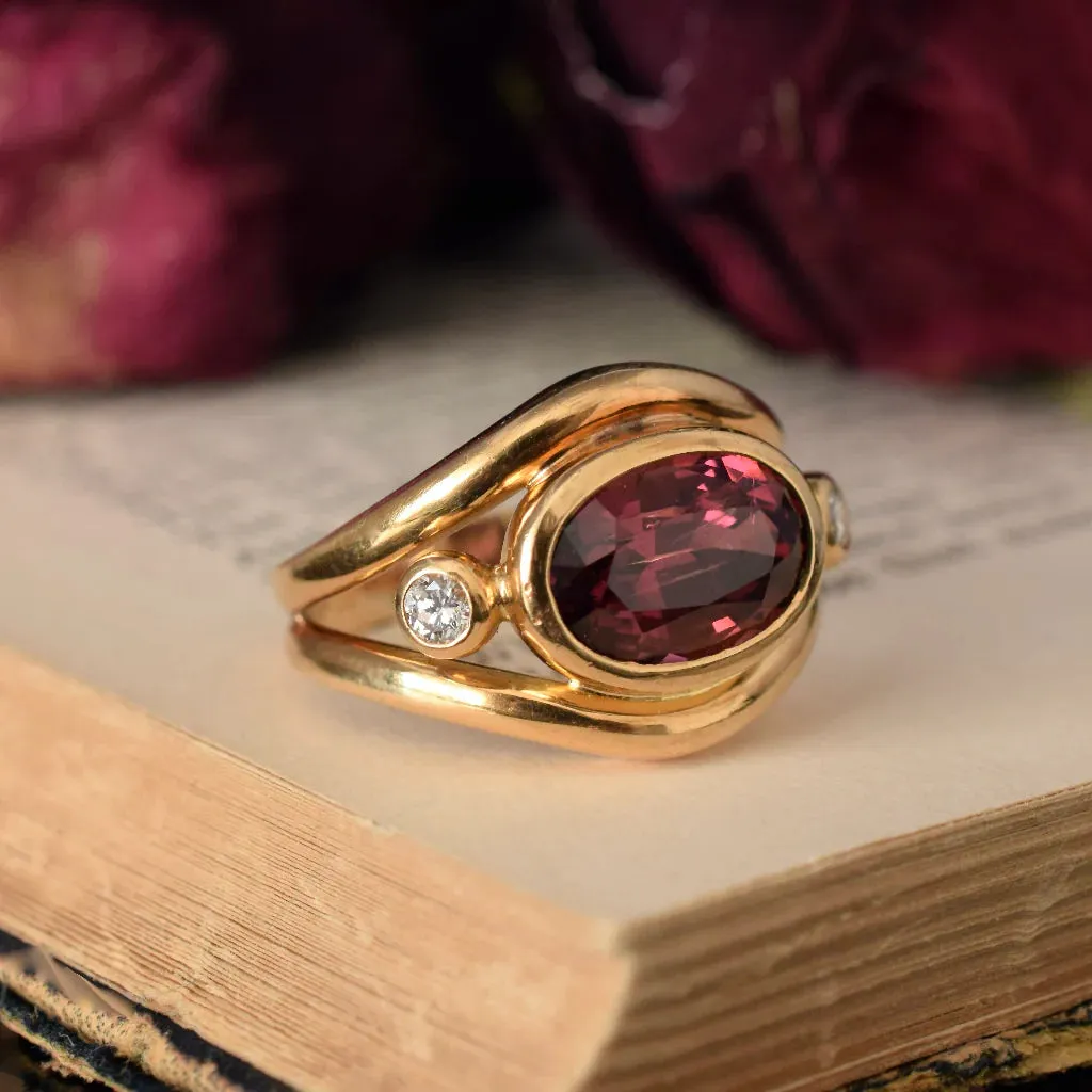 Natural Oval Cut Red Garnet Three Stone Promise Rings - 14k Gold Vermeil Rings