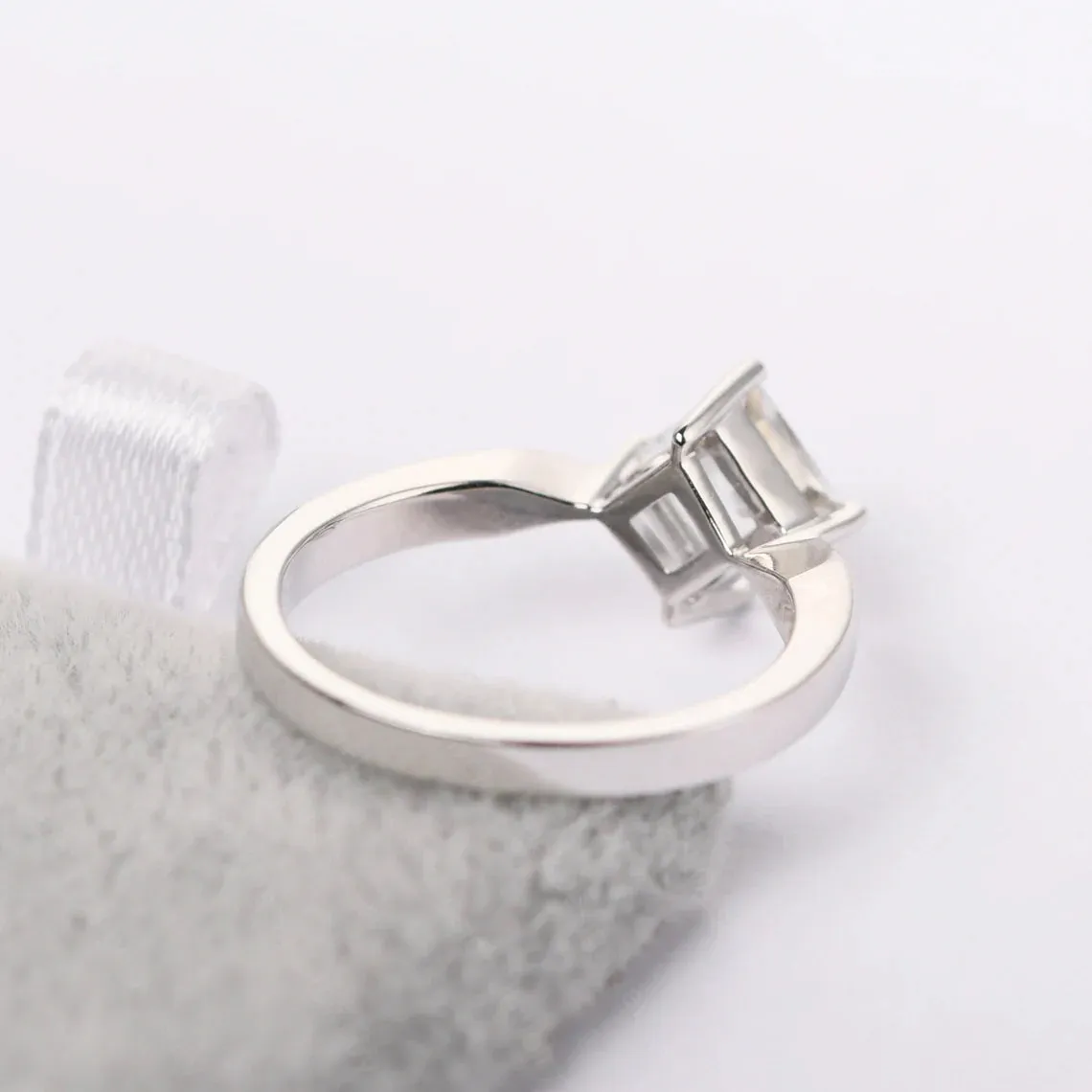 Natural Princess Cut White Topaz Promise Ring - 925 Sterling Silver Ring