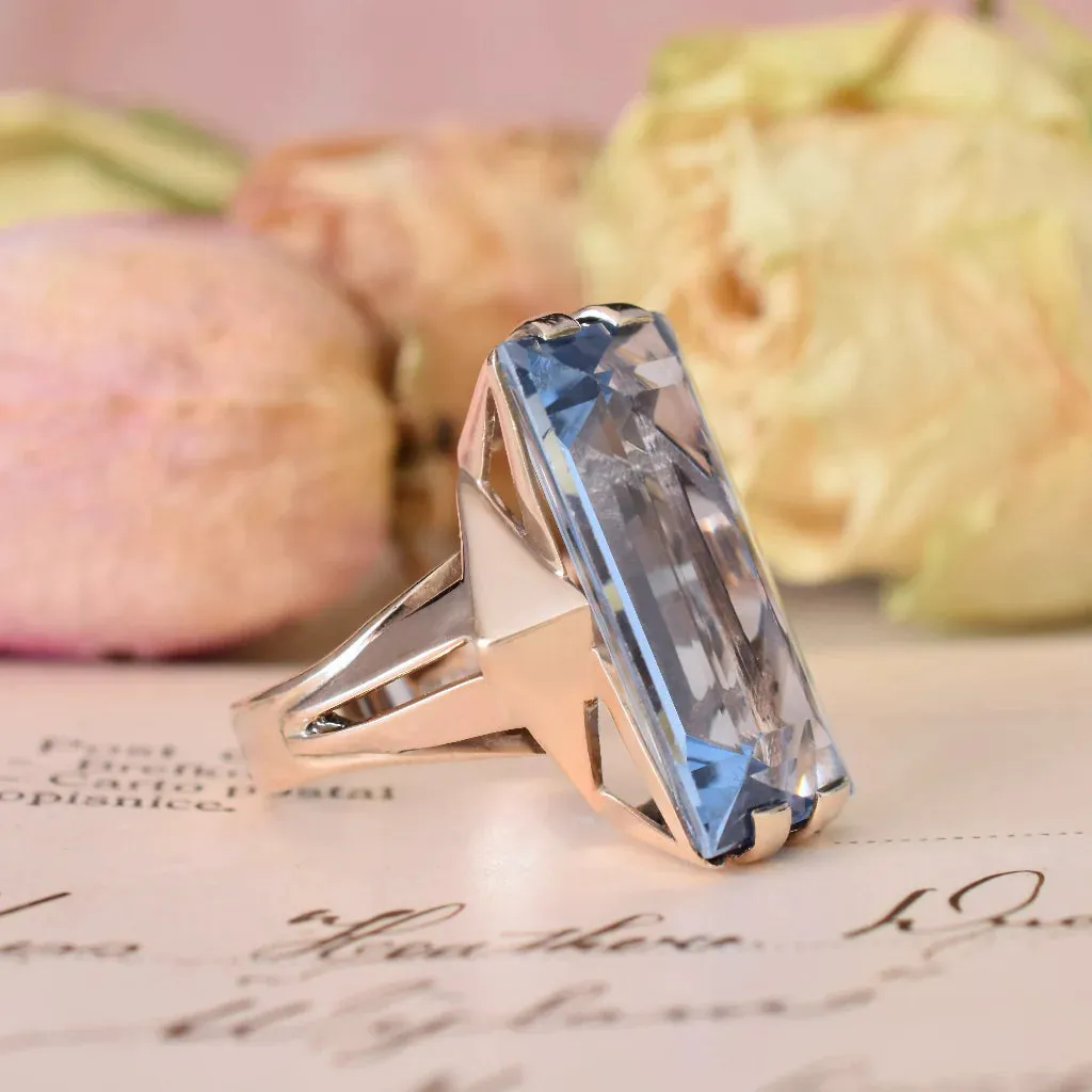 Natural Spinel  Elongated Rectangular Cut Vintage Solitaire Rings - 14k Gold Vermeil Rings