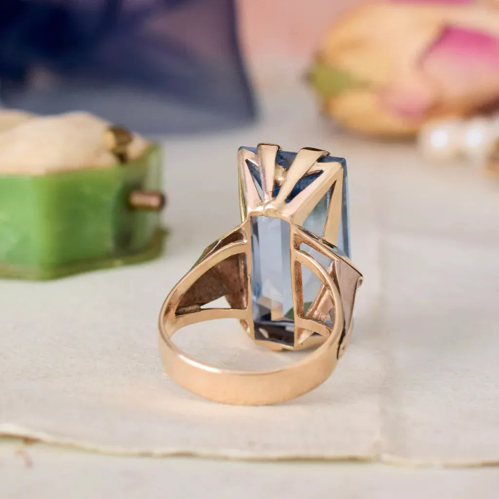 Natural Spinel  Elongated Rectangular Cut Vintage Solitaire Rings - 14k Gold Vermeil Rings