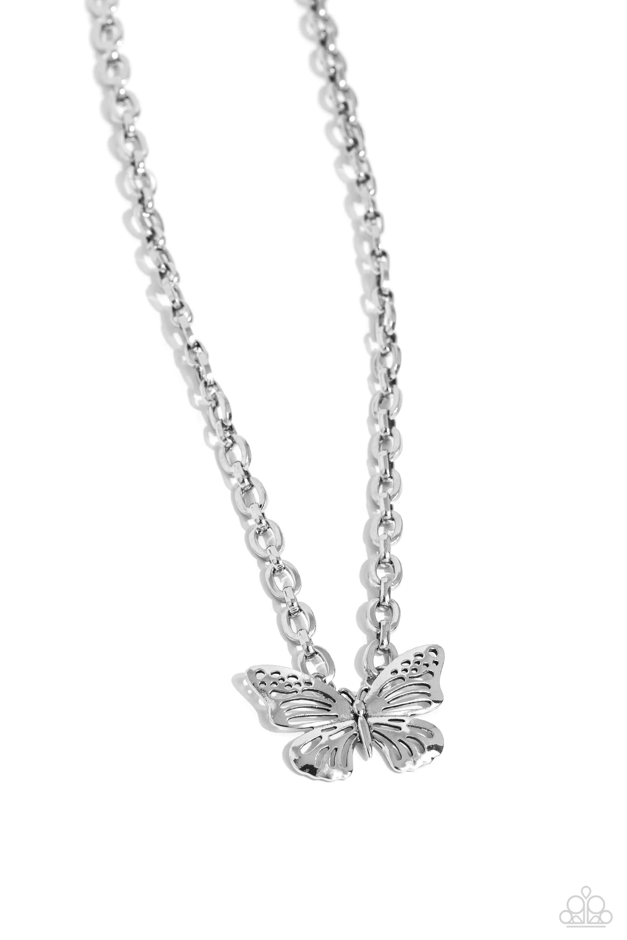 Necklaces Midair Monochromatic - Silver N2418 Butterflies