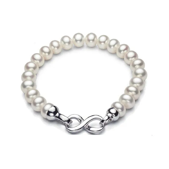 New fashion charm bracelet for women top quality 8-9mm natural freshwater pearl bracelet 17.5cm