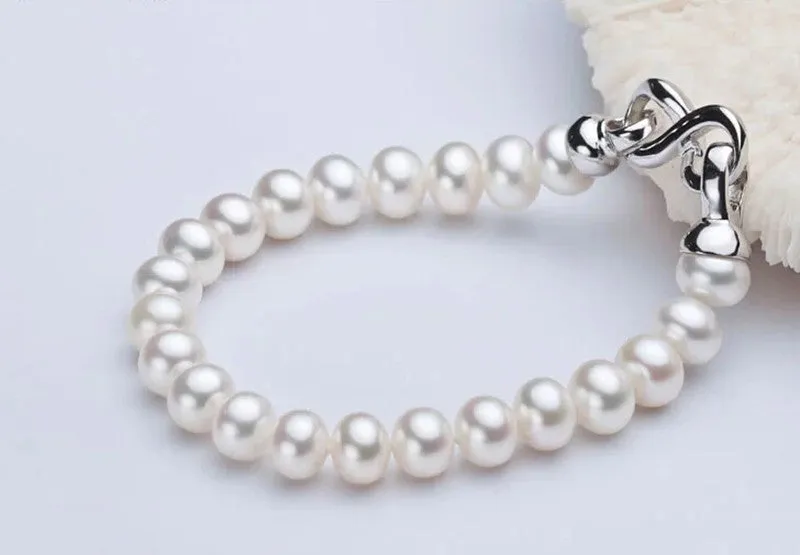 New fashion charm bracelet for women top quality 8-9mm natural freshwater pearl bracelet 17.5cm