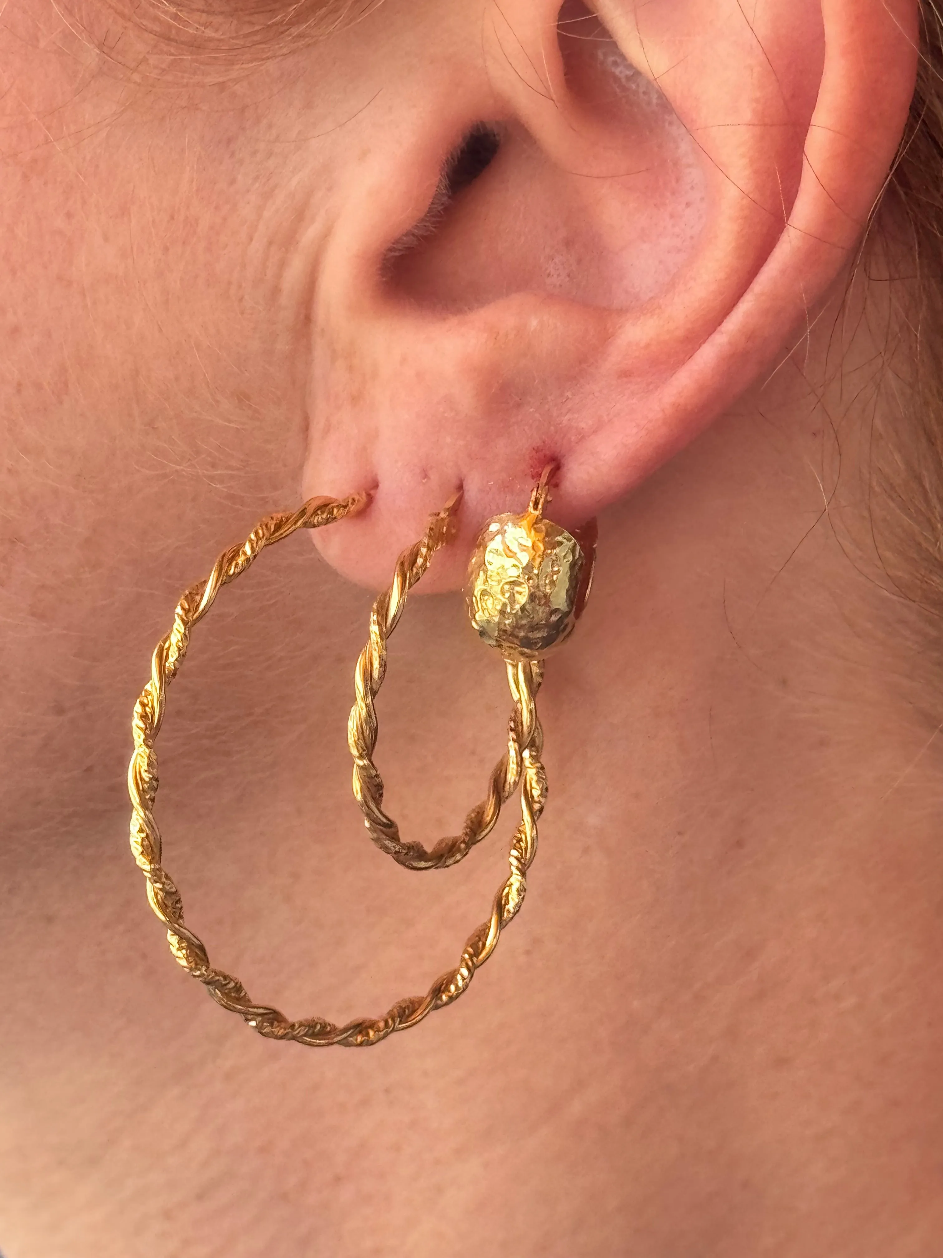 New Textured Sparkly Small Hoop Earrings - Gold