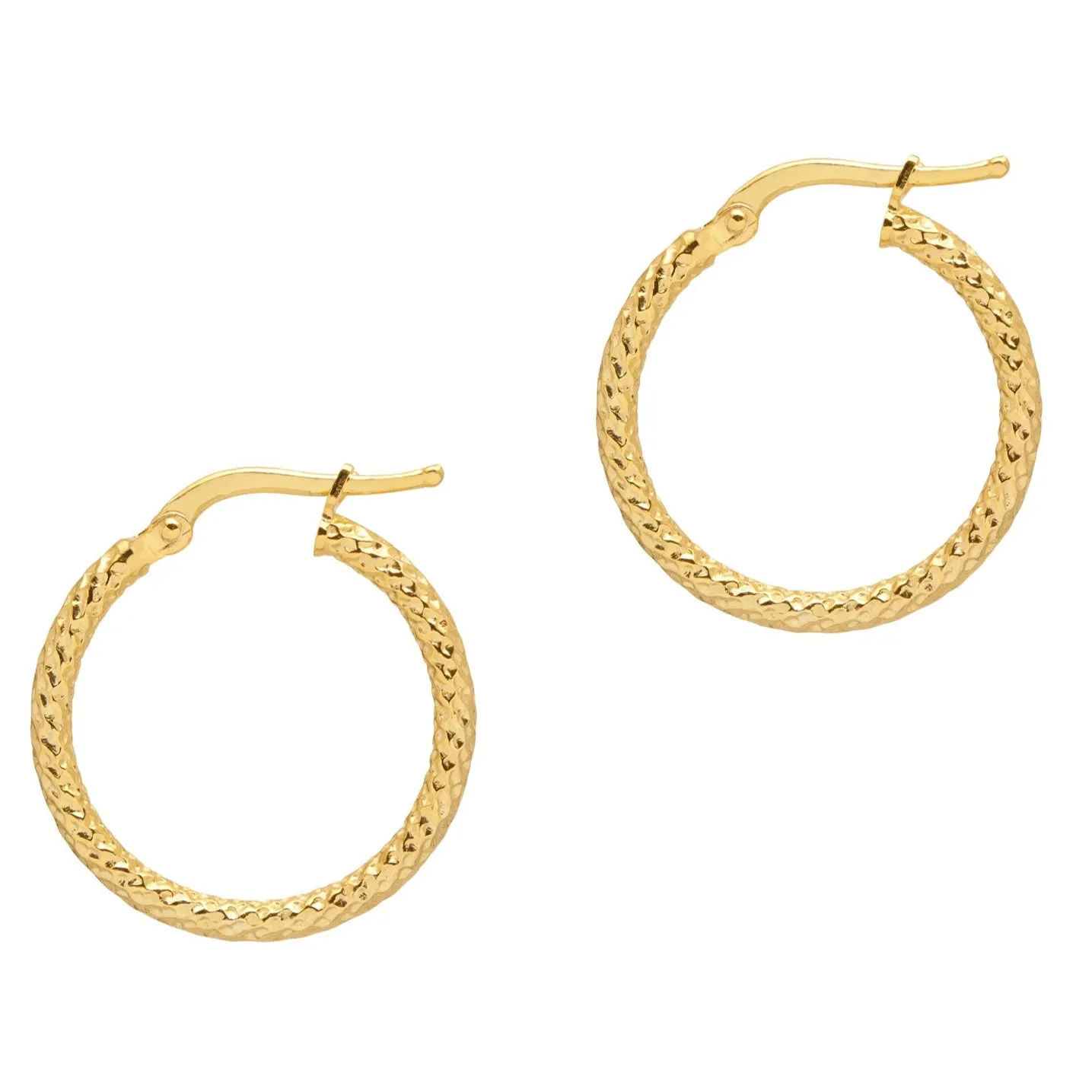 New Textured Sparkly Small Hoop Earrings - Gold