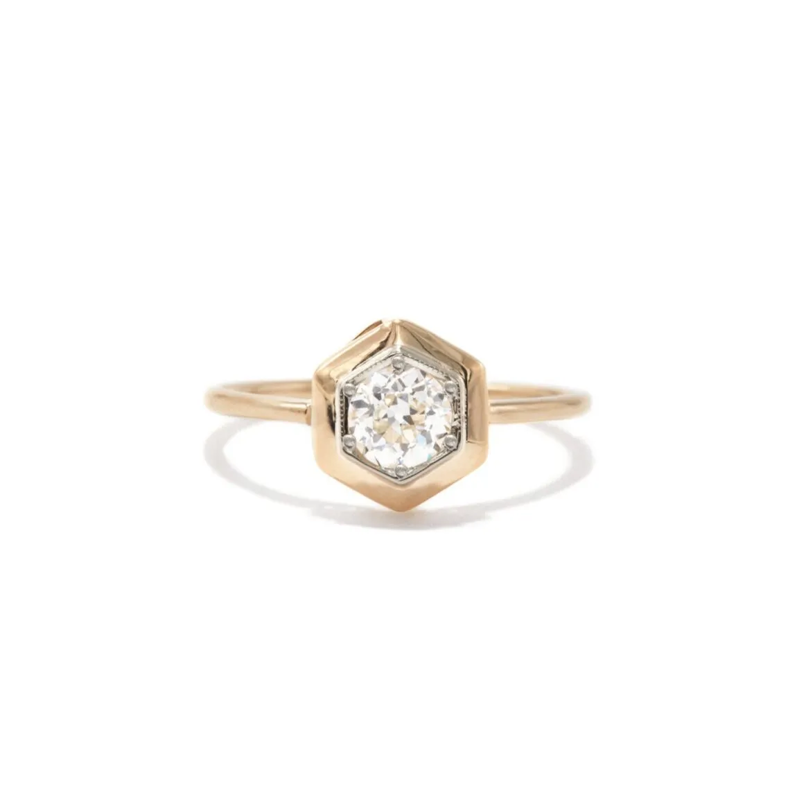 Old European Cut Diamond Hexagon Ring