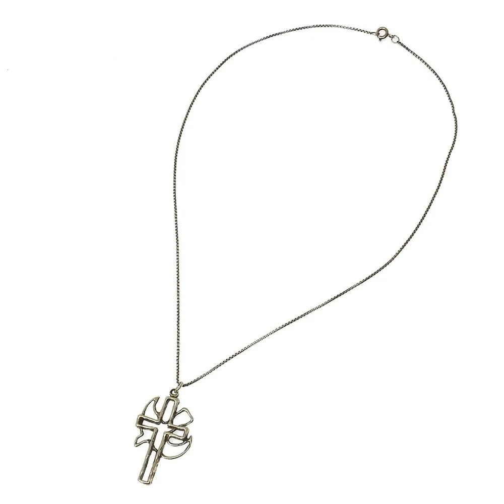 Open Cross and Dove Necklace