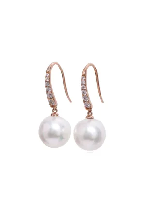 Oster Collection 14KRG Diamond & South Sea Pearl Dangle Earrings