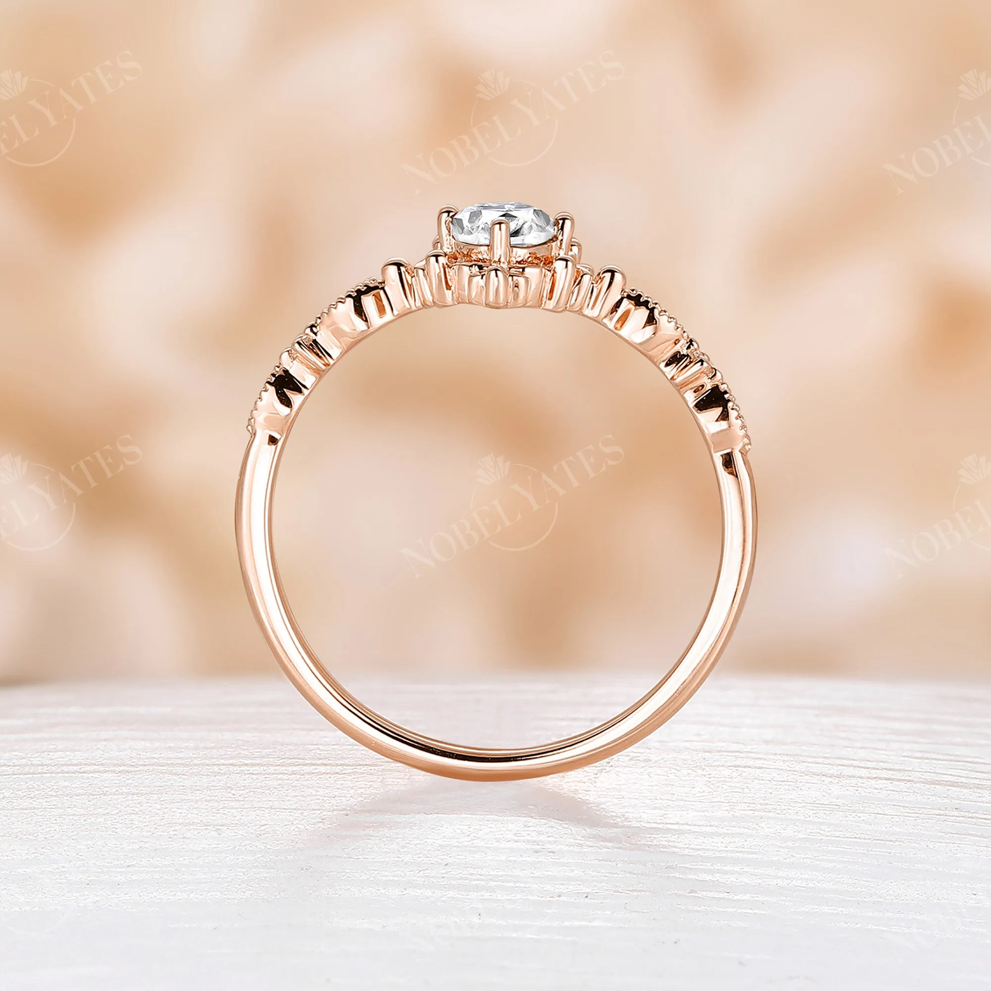 Oval Shape Moissanite Rose Gold Filigree Engagement Ring Vintage