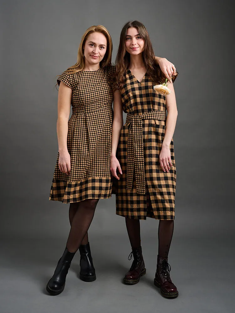 Padma Pocket Dress - Black and Tan Mix