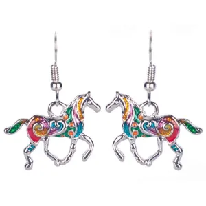 Painted Pony Enamel Horse Earrings for Women