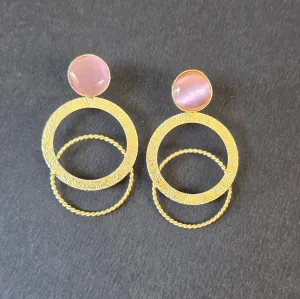 Pastel Pink Ring Dangle Earrings