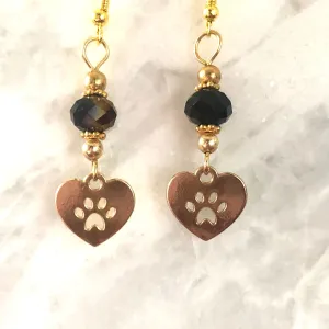 Paw Print Earrings Gold