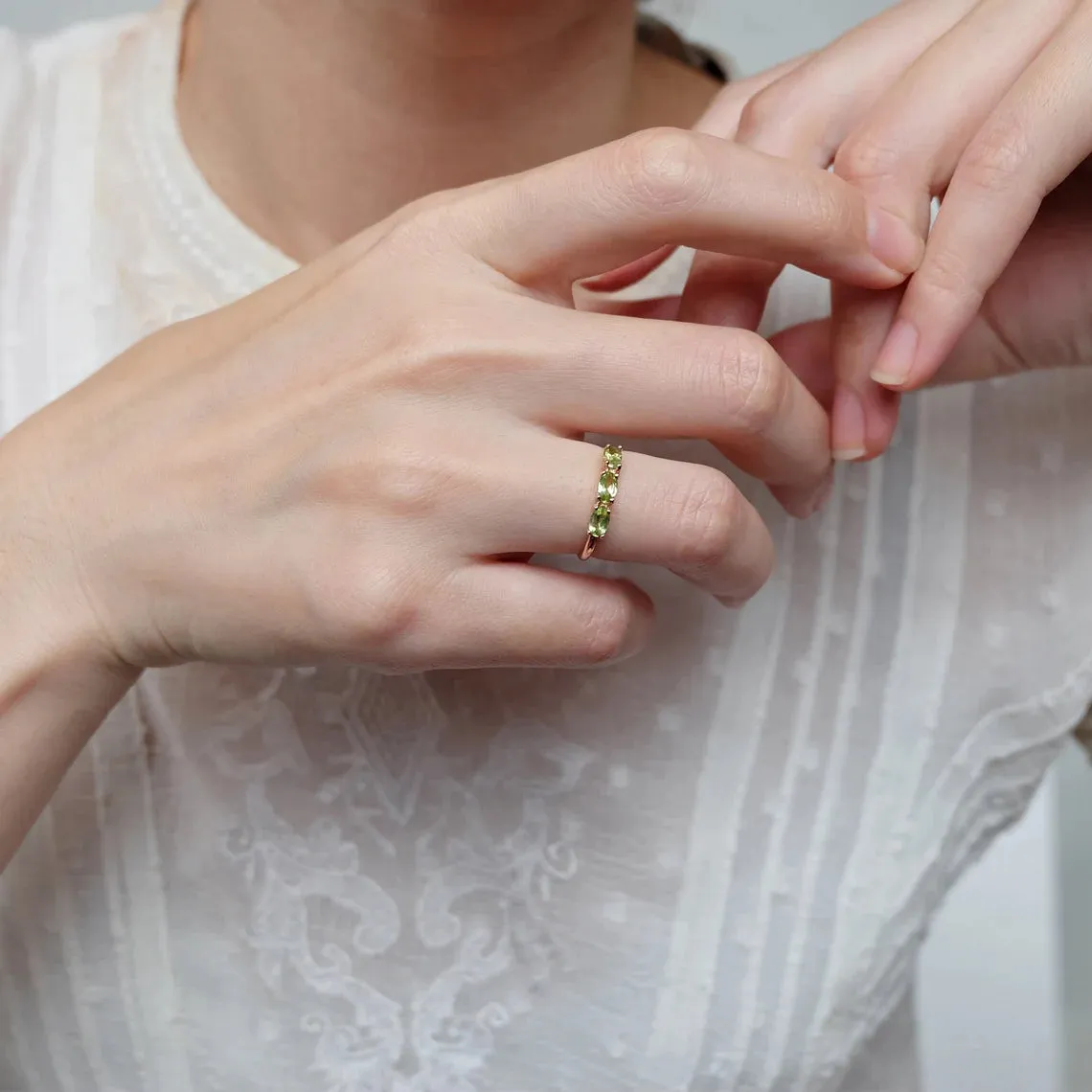 Peridot Promise Ring  -  14k Rose Gold Vermeil Ring