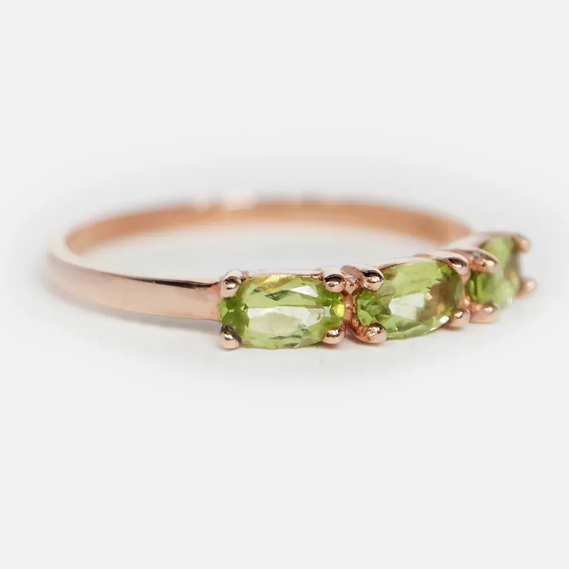 Peridot Promise Ring  -  14k Rose Gold Vermeil Ring