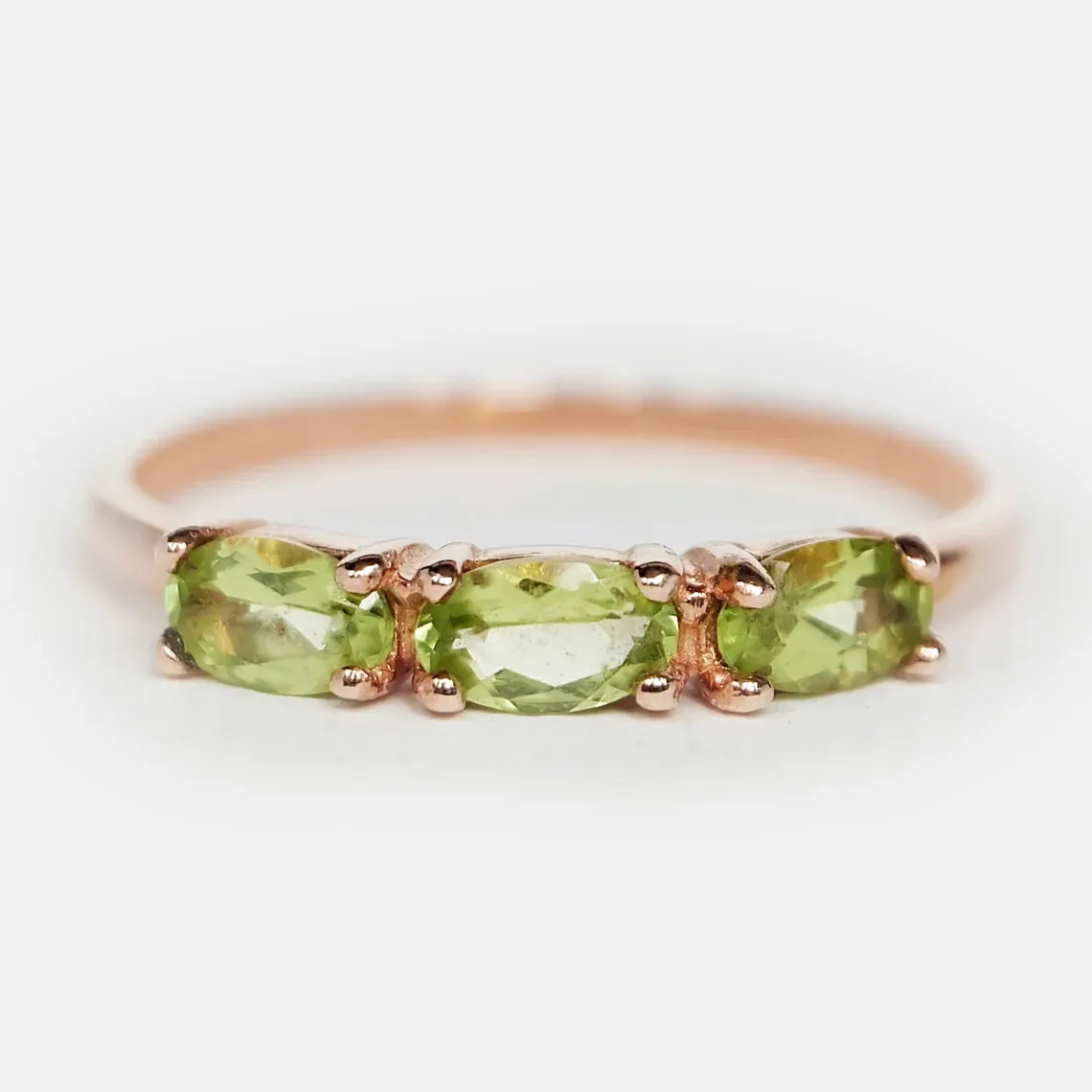 Peridot Promise Ring  -  14k Rose Gold Vermeil Ring