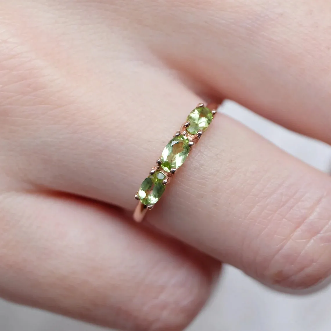 Peridot Promise Ring  -  14k Rose Gold Vermeil Ring